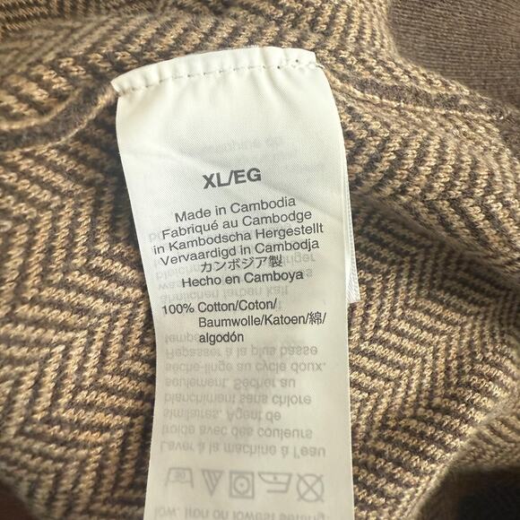 J.CREW 100% COTTON KNIT SWEATER BROWN & TAN HERRINGBONE Size XL - Picture 5 of 6